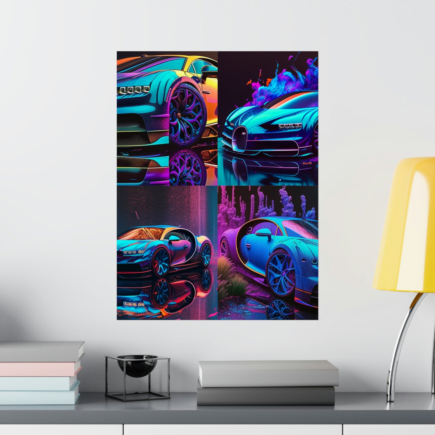 Premium Matte Vertical Posters Bugatti Neon Chiron 5