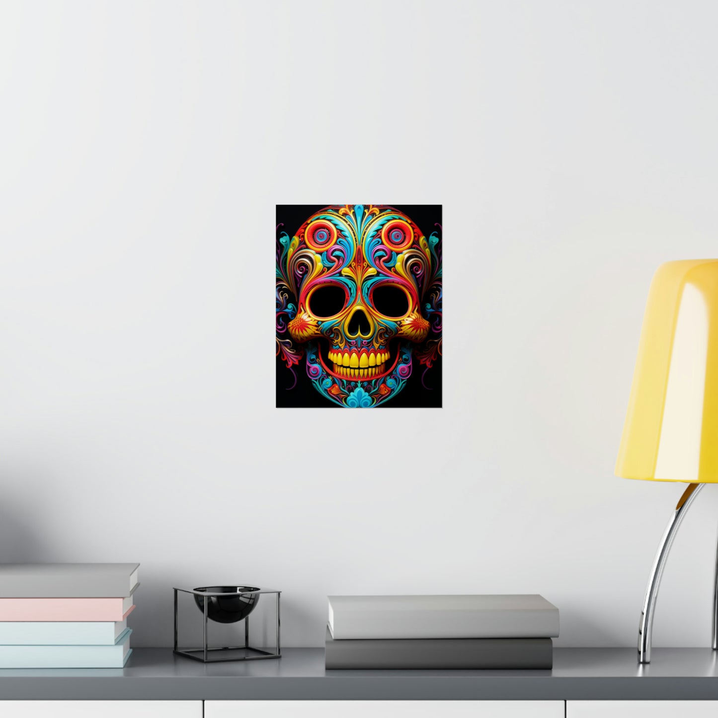 Premium Matte Vertical Posters Macro Skull Color 1