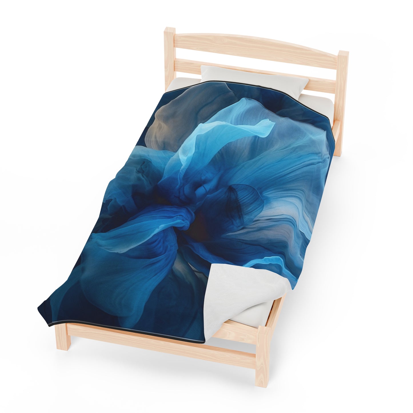 Velveteen Plush Blanket Blue Tluip Abstract 2