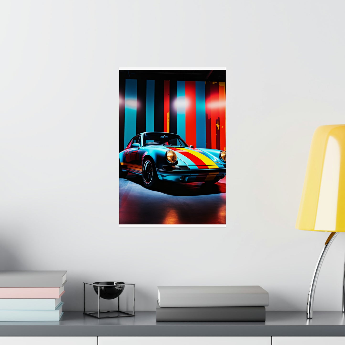 Premium Matte Vertical Posters Macro American Flag Porsche 3