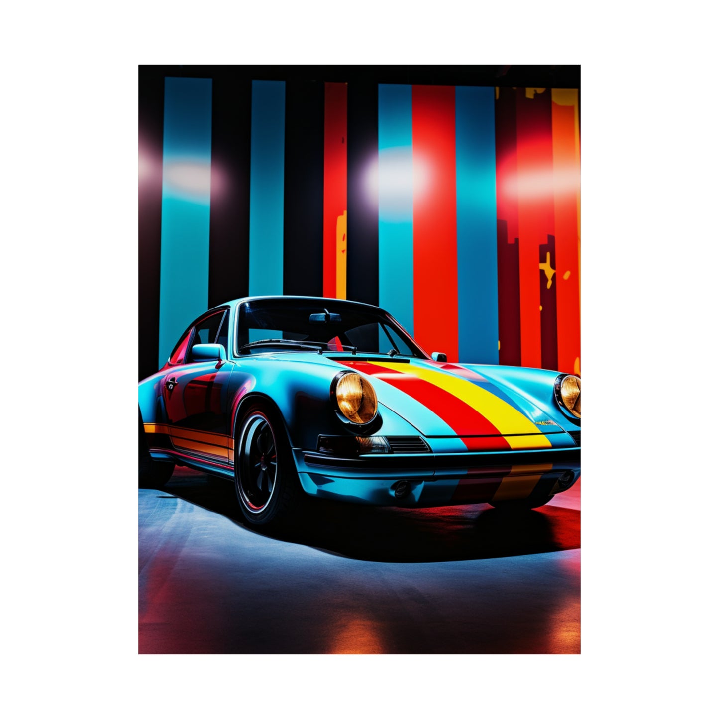 Premium Matte Vertical Posters Macro American Flag Porsche 3