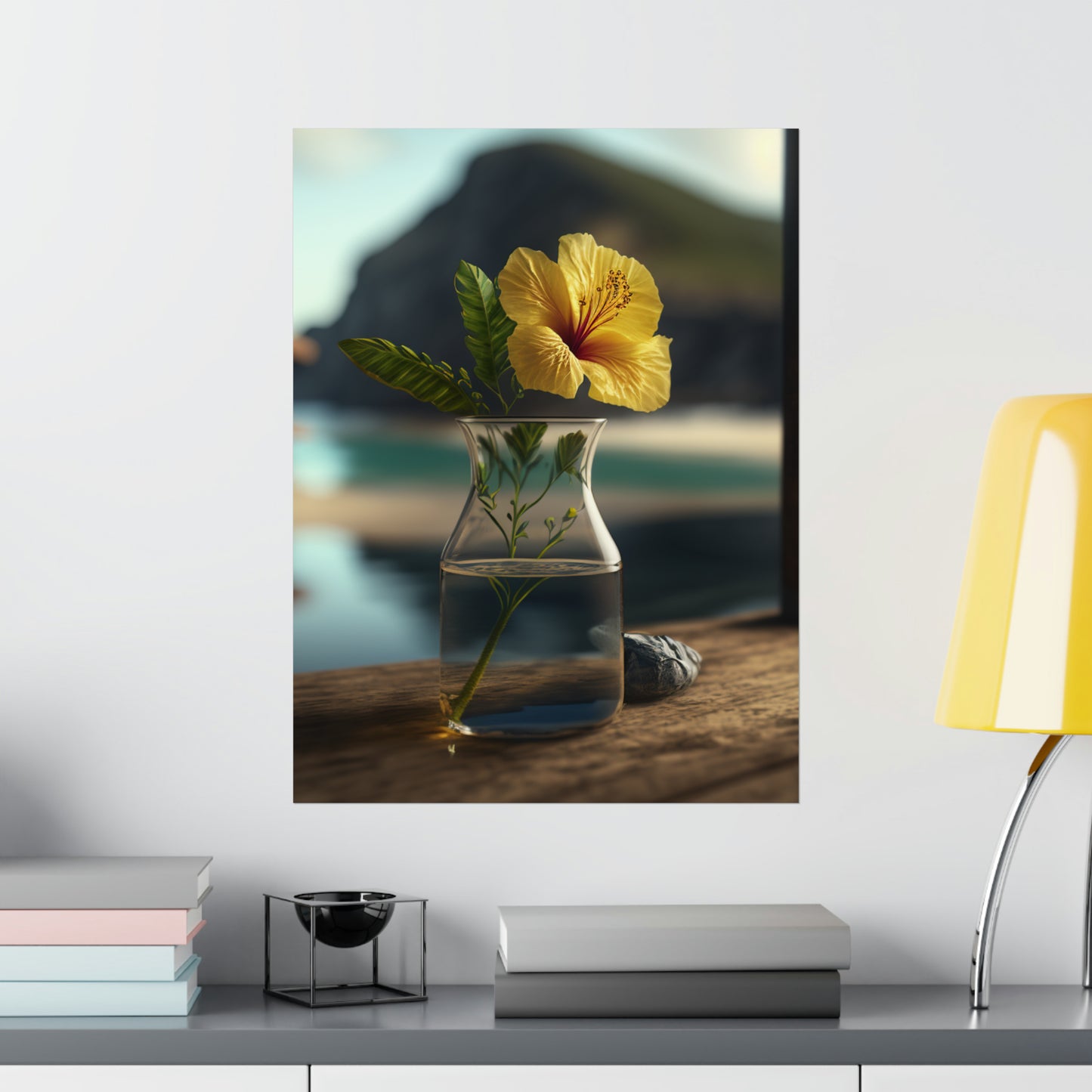 Premium Matte Vertical Posters Yellow Hibiscus Wood 4