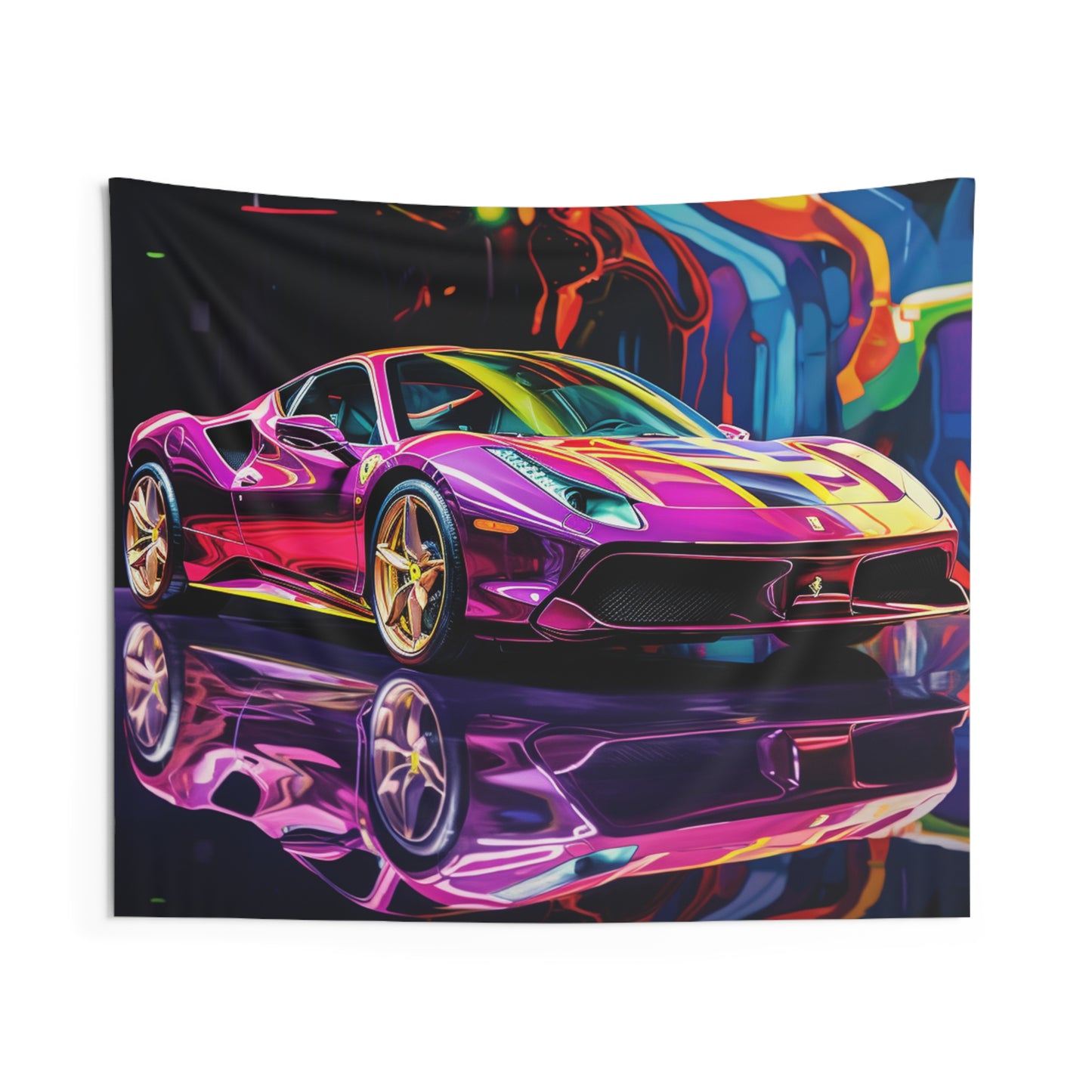 Indoor Wall Tapestries Pink Macro Ferrari 2