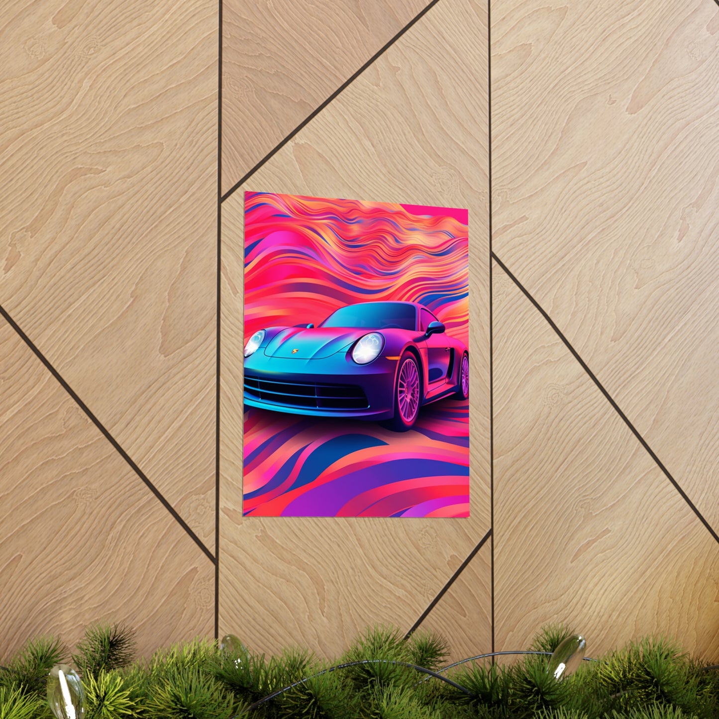 Premium Matte Vertical Posters Porsche Water Fusion 3