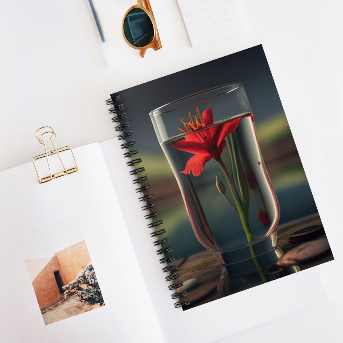 Spiral Notebook - Ruled Line Red Lily in a Glass vase 1