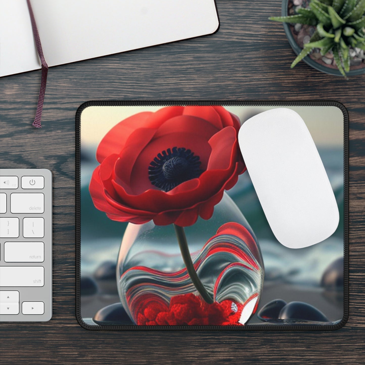 Gaming Mouse Pad  Red Anemone in a Vase 1