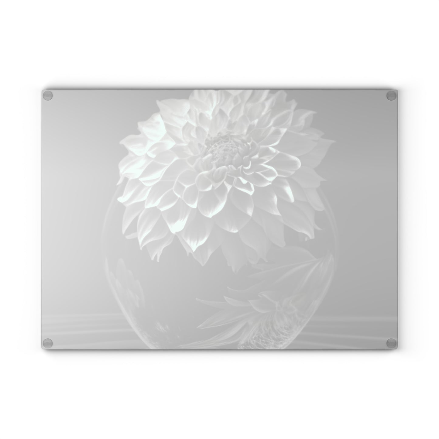 Glass Cutting Board White Dahlia 1