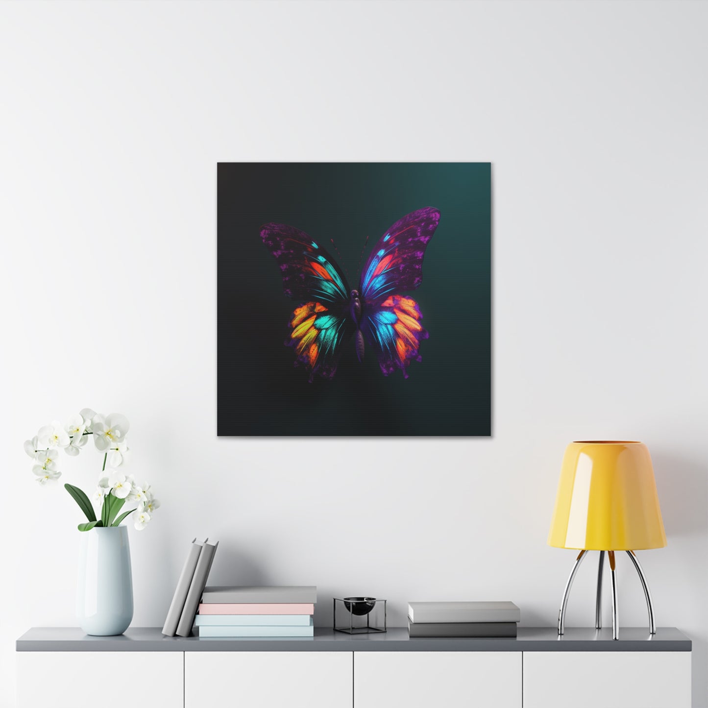 Canvas Gallery Wraps Hyper Colorful Butterfly Purple 1