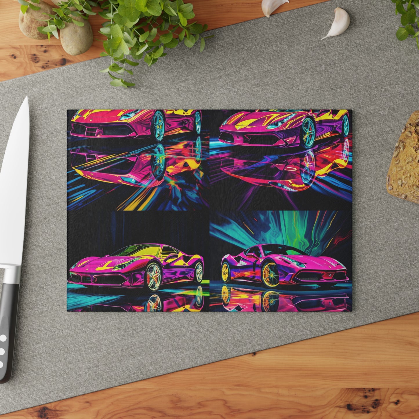 Glass Cutting Board Pink Ferrari Macro 5