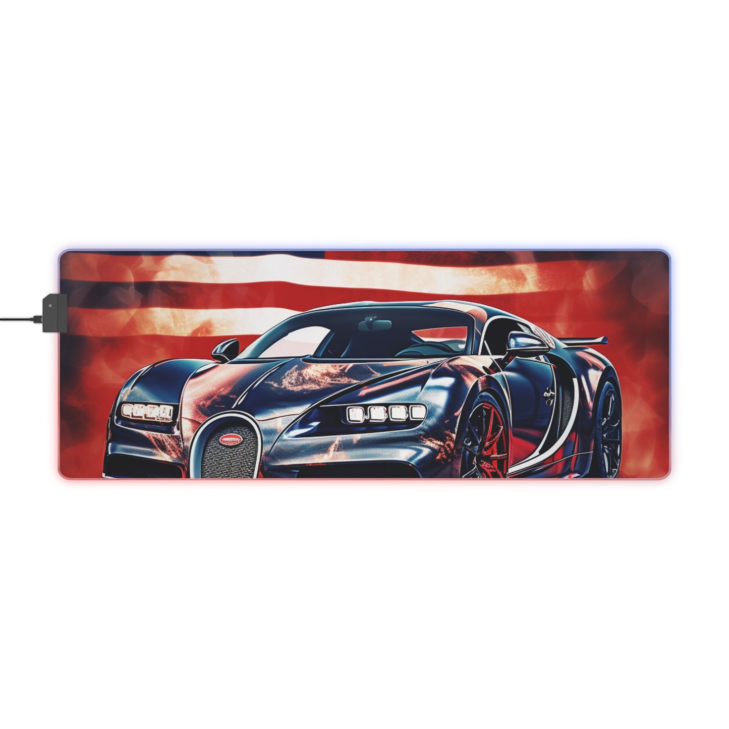 LED Gaming Mouse Pad Abstract American Flag Background Bugatti 4