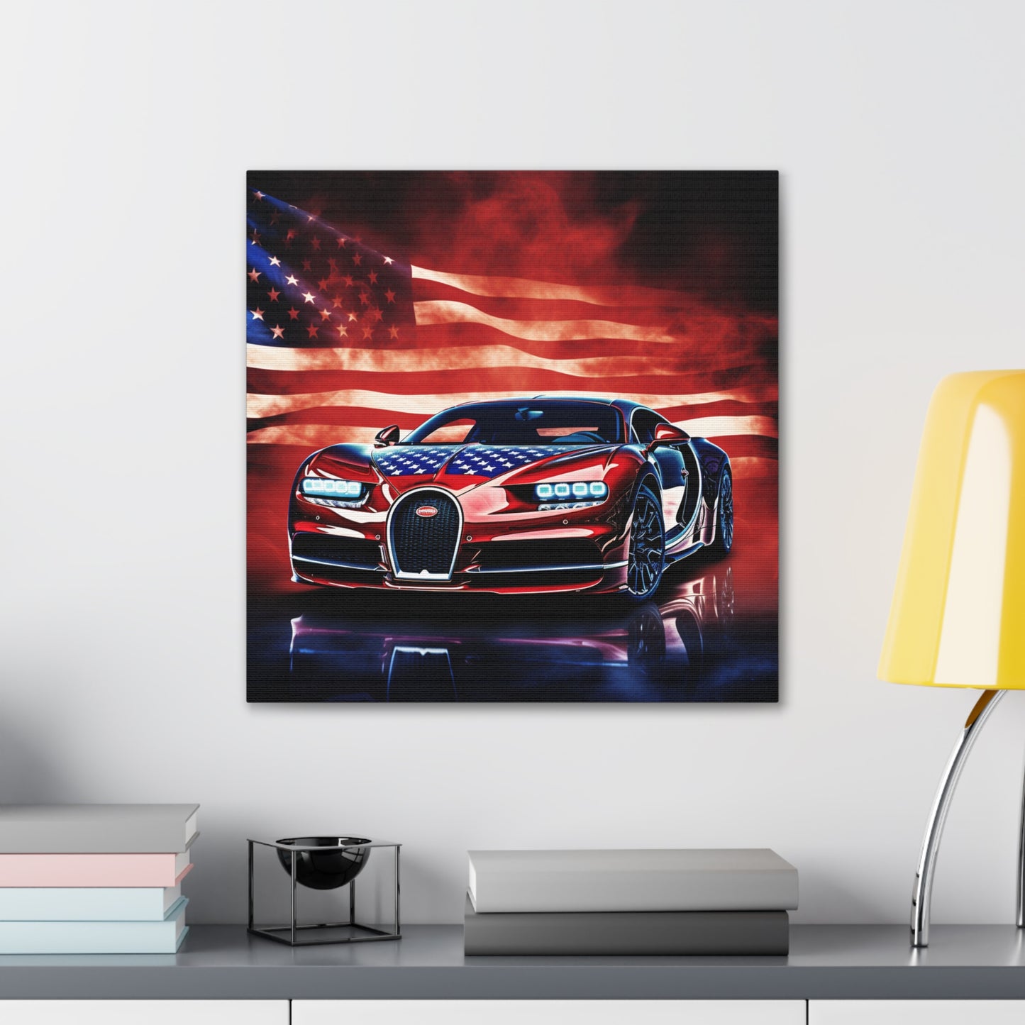 Canvas Gallery Wraps Abstract American Flag Background Bugatti 3