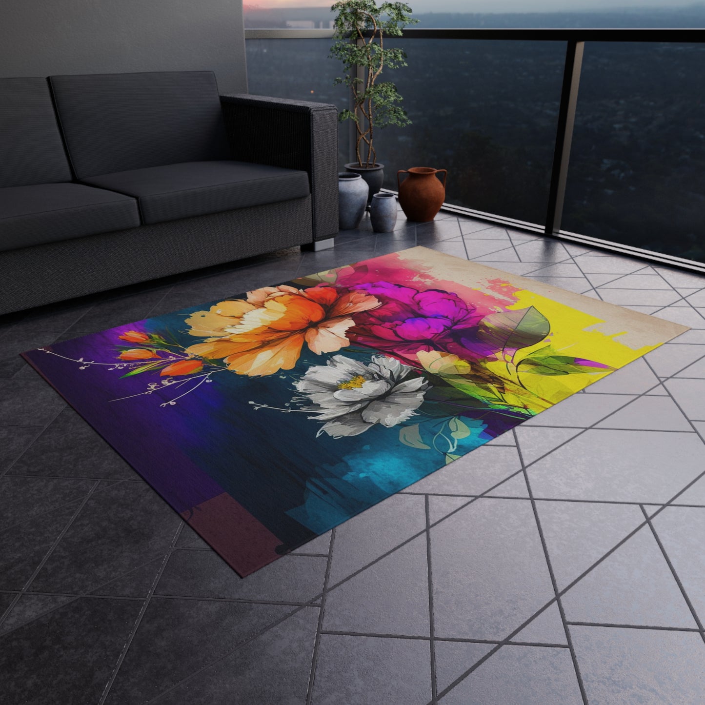 Outdoor Rug  Bright Spring Flowers 4