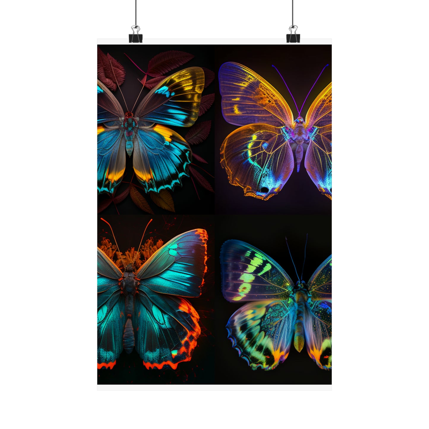 Premium Matte Vertical Posters Neon Butterfly Flair 5