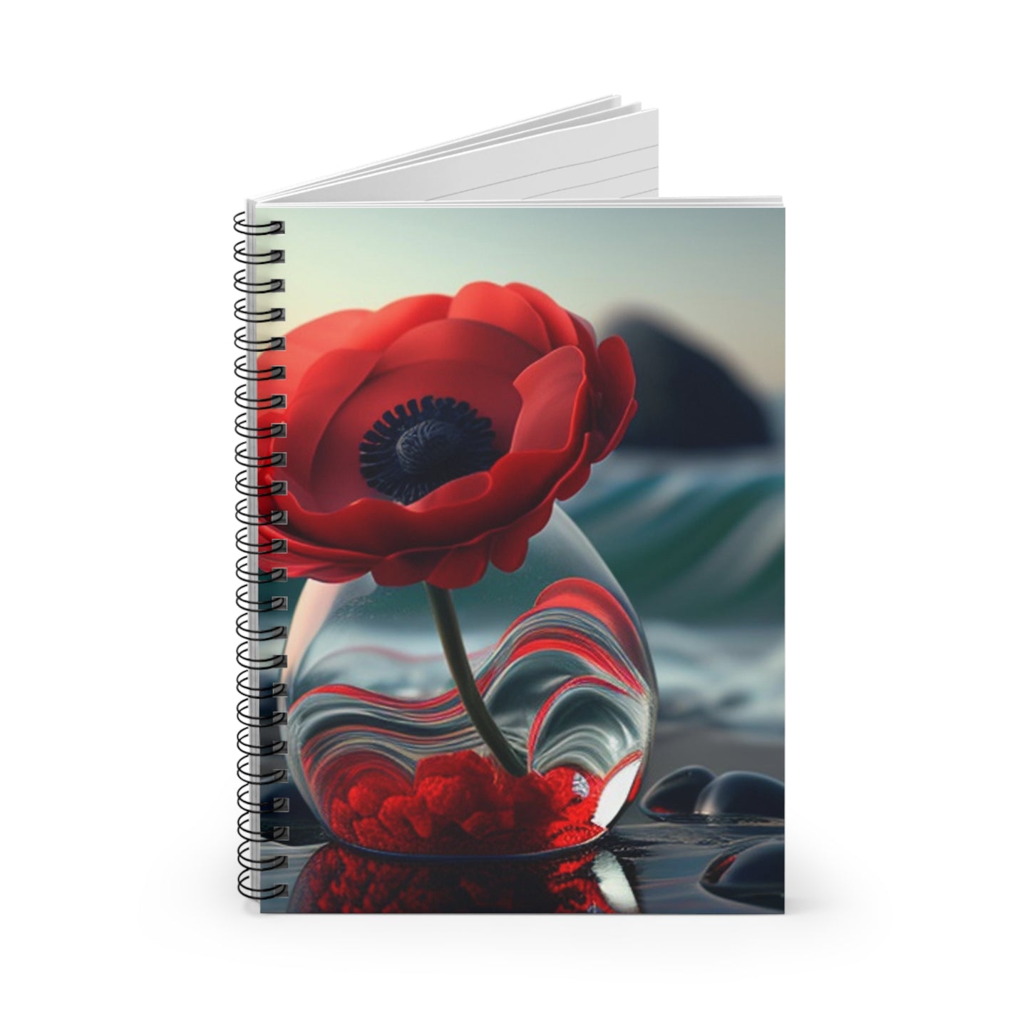 Spiral Notebook - Ruled Line Red Anemone in a Vase 1