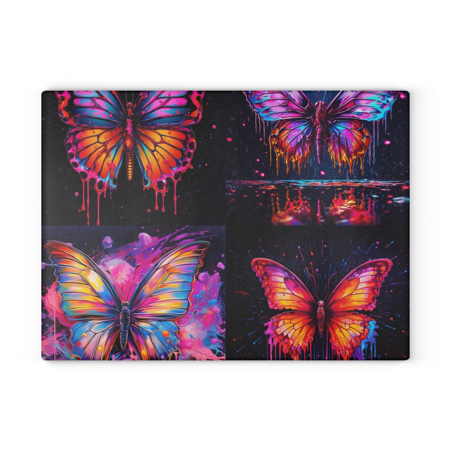 Glass Cutting Board Pink Butterfly Flair 5