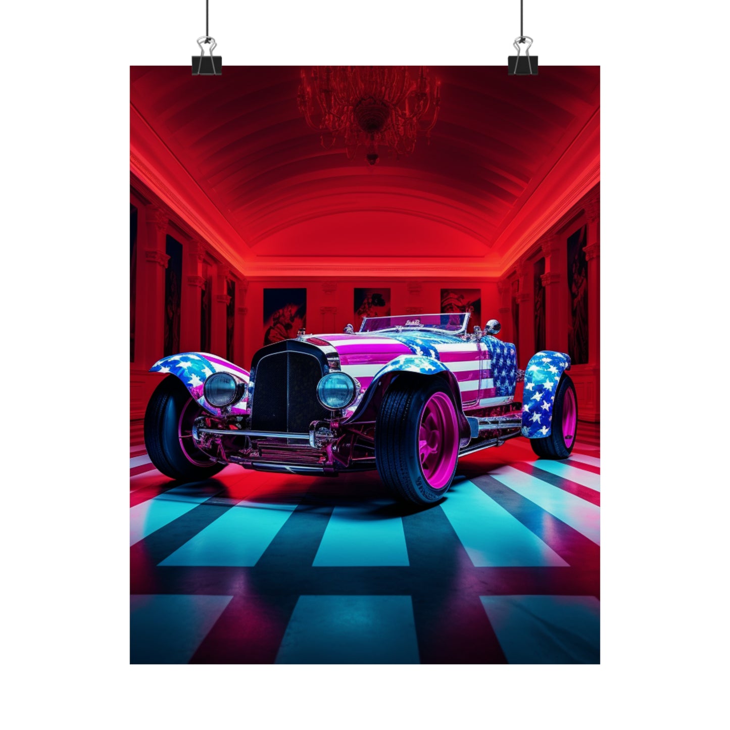 Premium Matte Vertical Posters Macro Bugatti American Flag 3