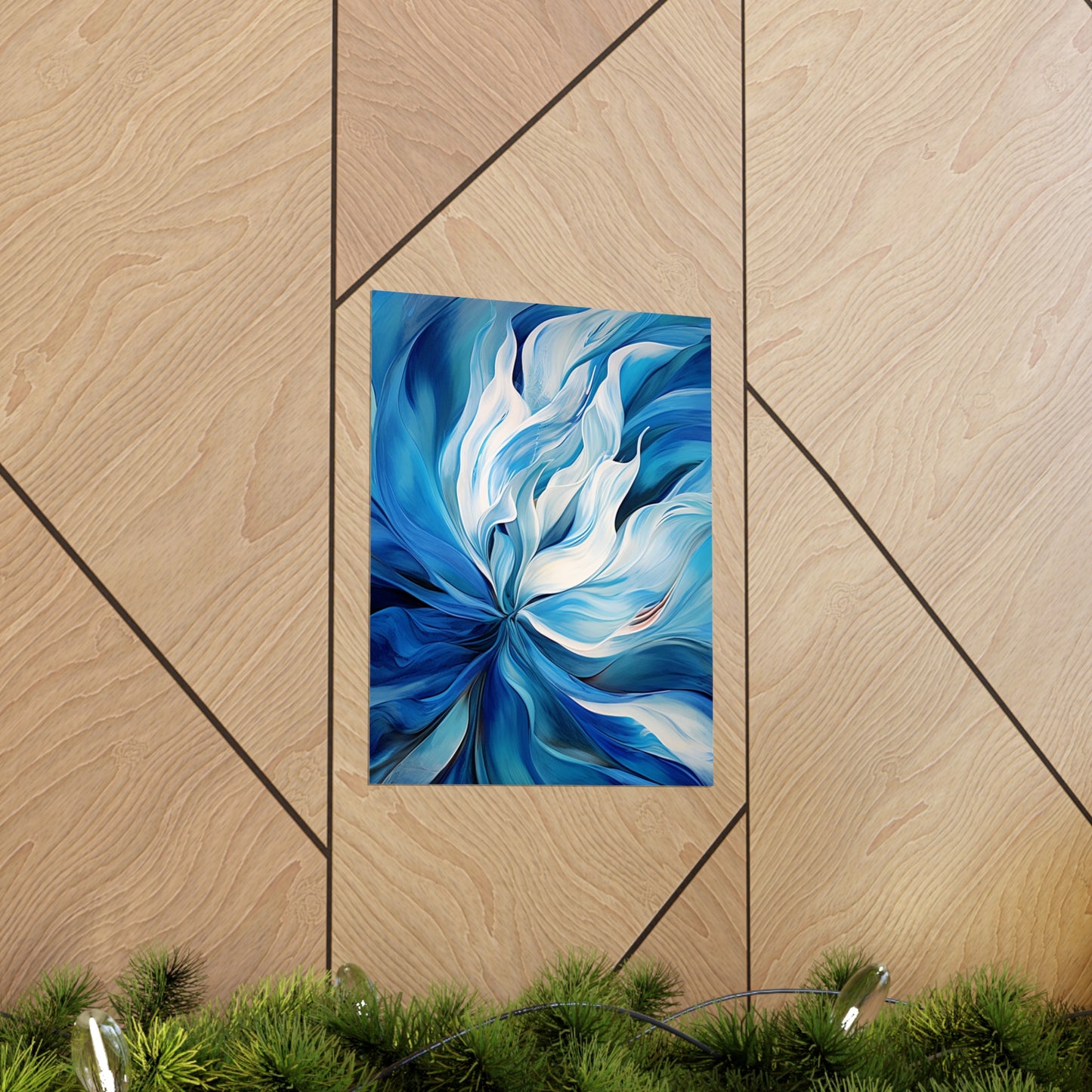 Premium Matte Vertical Posters Blue Tluip Abstract 1