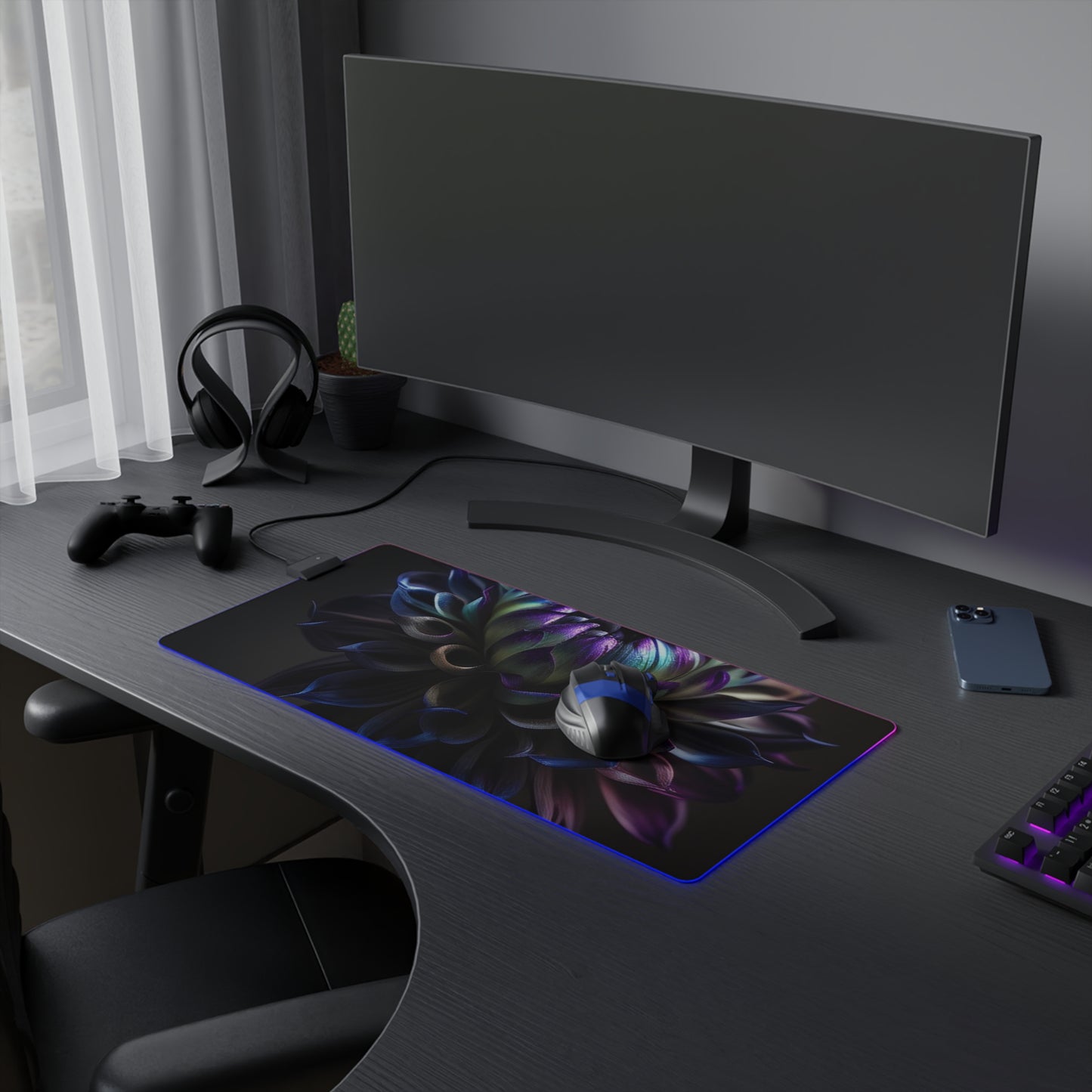 LED Gaming Mouse Pad Dahlia Purple 4