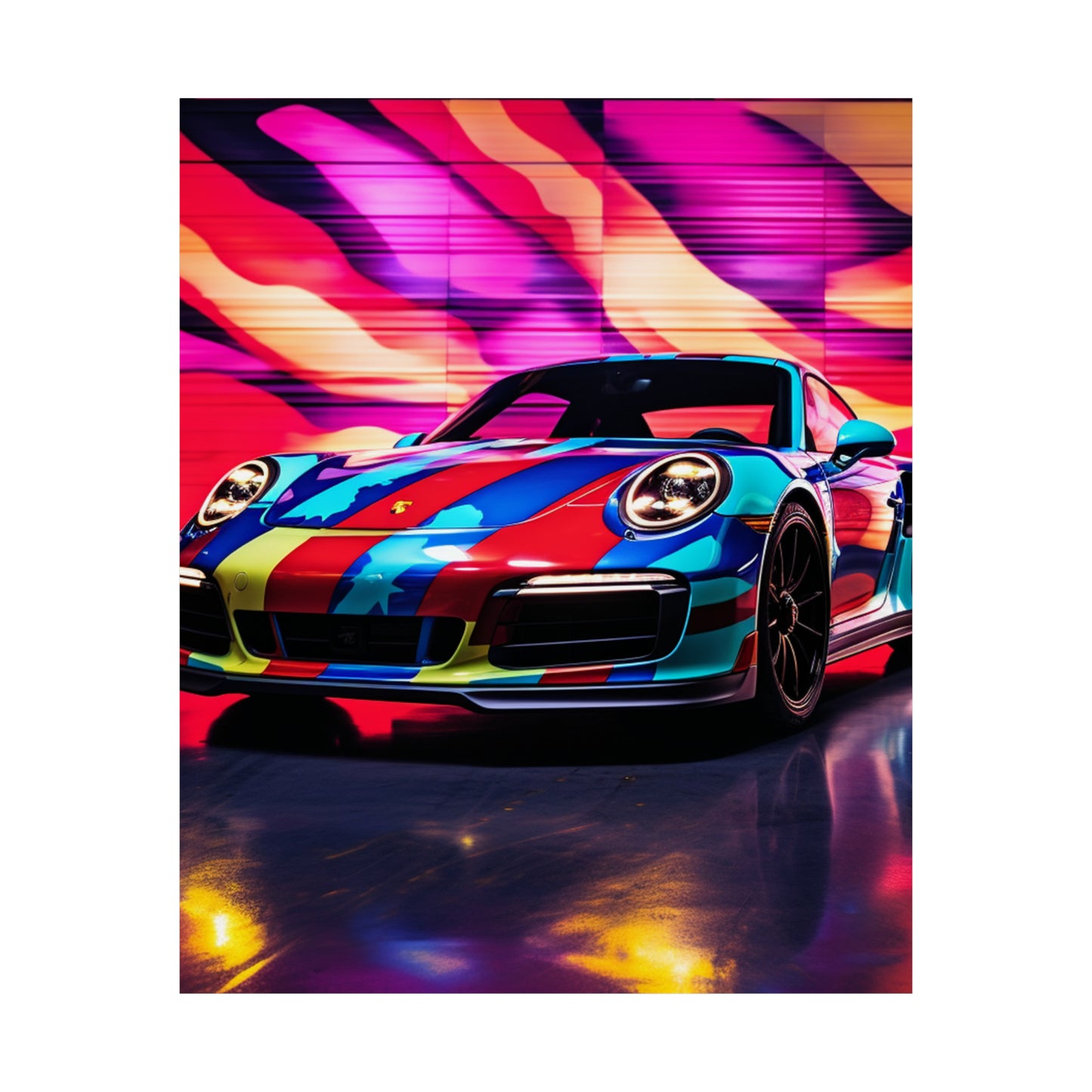 Premium Matte Vertical Posters Macro American Flag Porsche 1