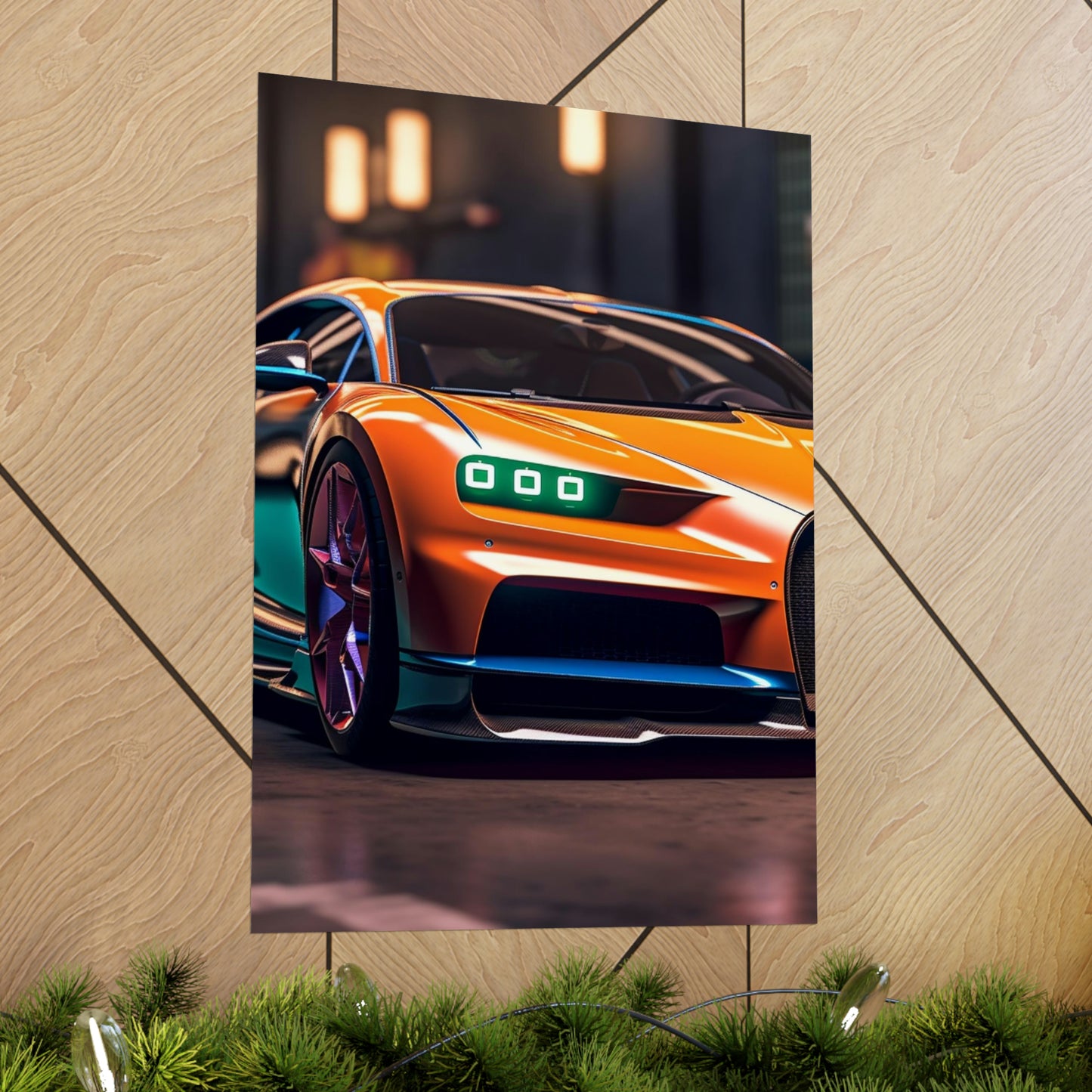 Premium Matte Vertical Posters Hyper Bugatti Neon Chiron 1