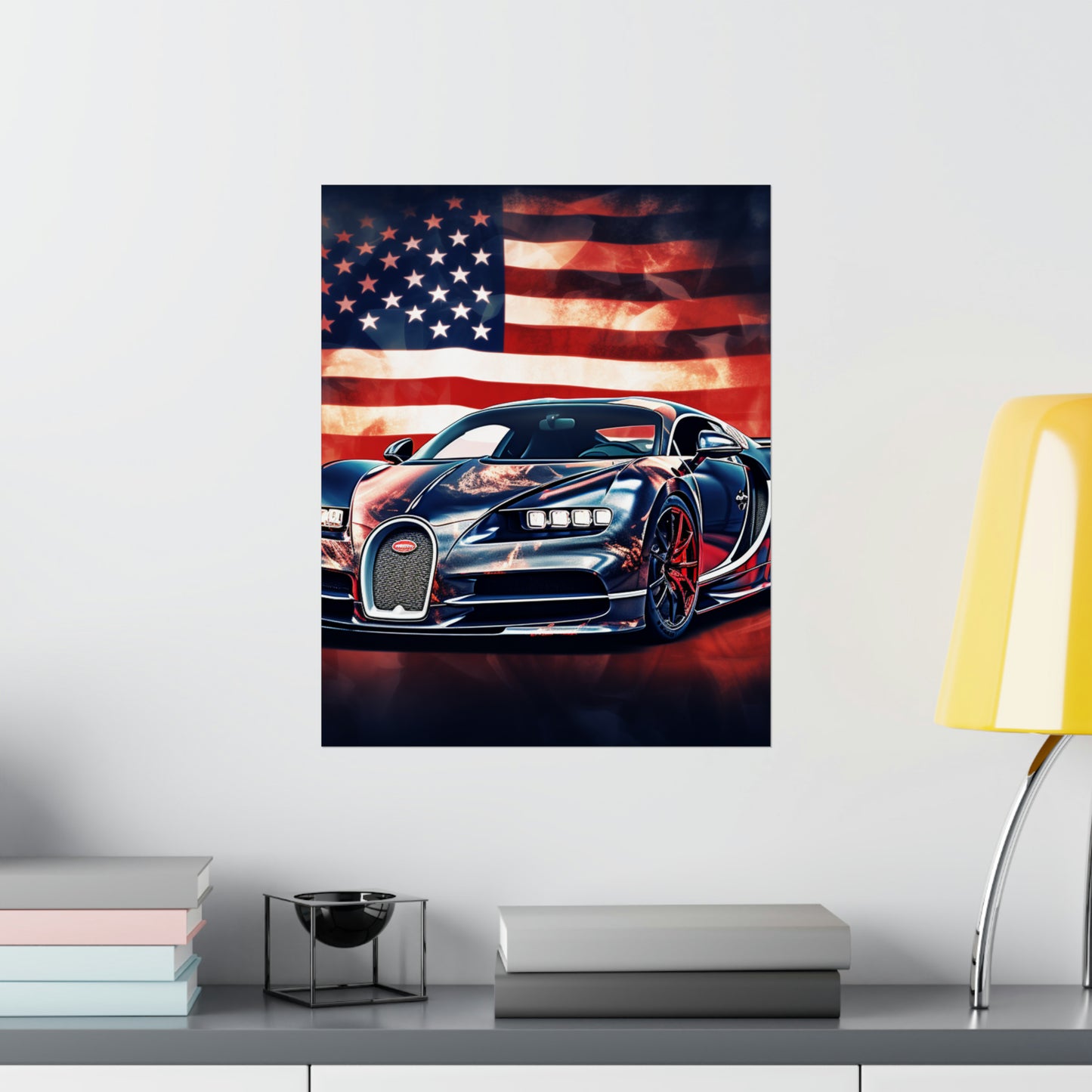 Premium Matte Vertical Posters Abstract American Flag Background Bugatti 4