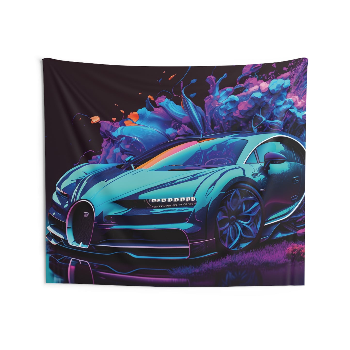 Indoor Wall Tapestries Bugatti Neon Chiron 3