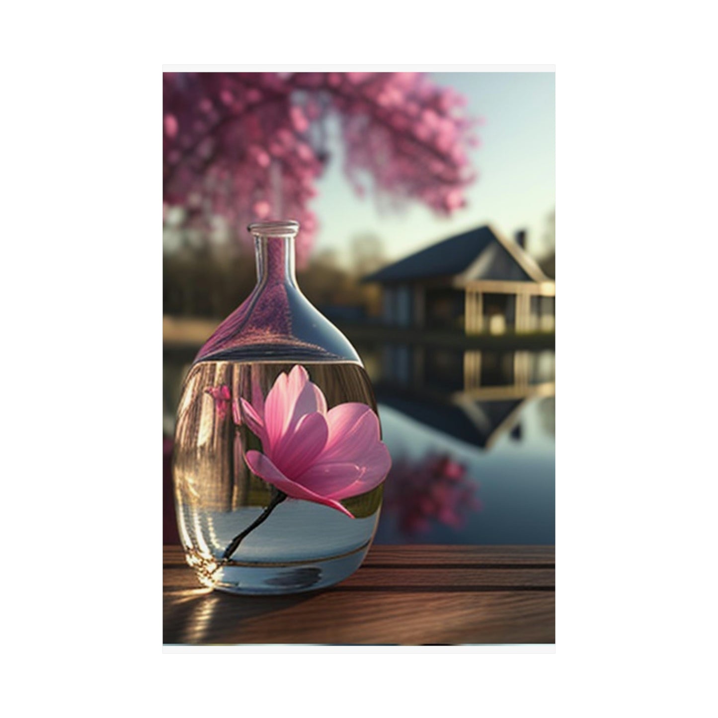 Premium Matte Vertical Posters Magnolia in a Glass vase 2