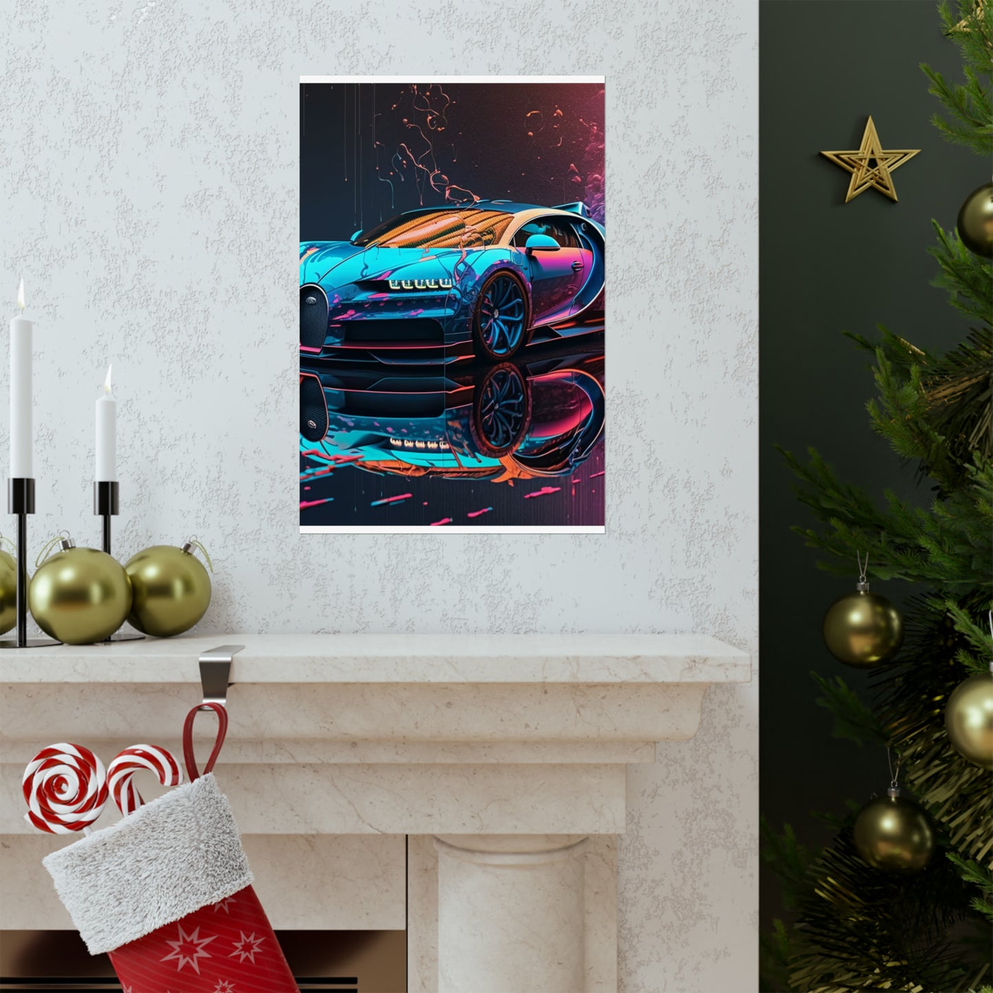 Premium Matte Vertical Posters Bugatti Neon Chiron 4