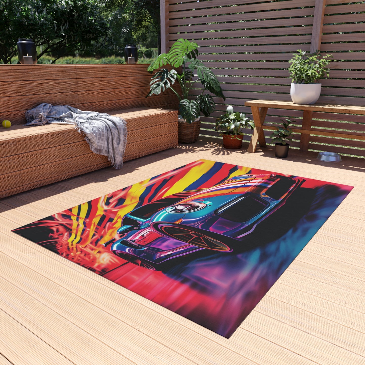 Outdoor Rug  Macro American Flag Porsche 2