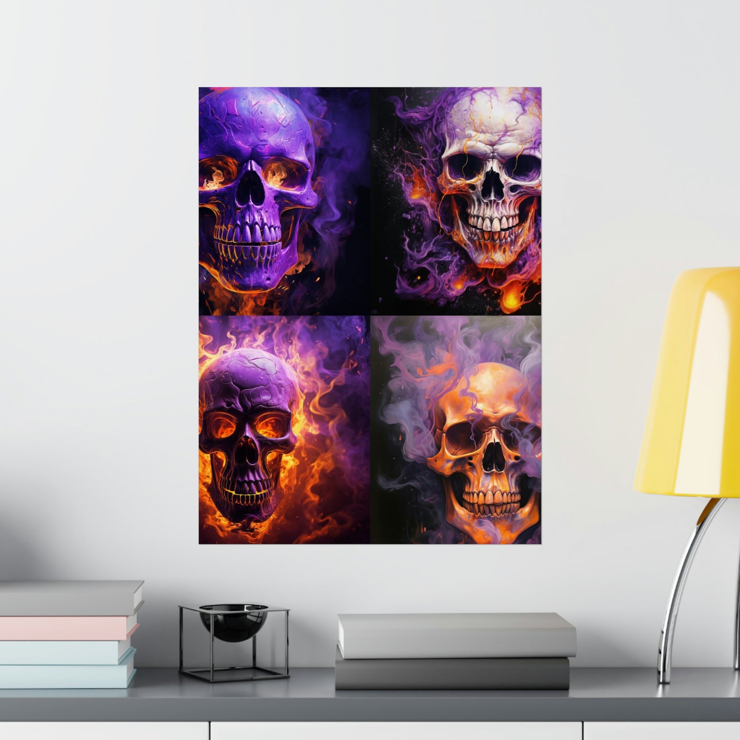 Premium Matte Vertical Posters Skull Flames 5