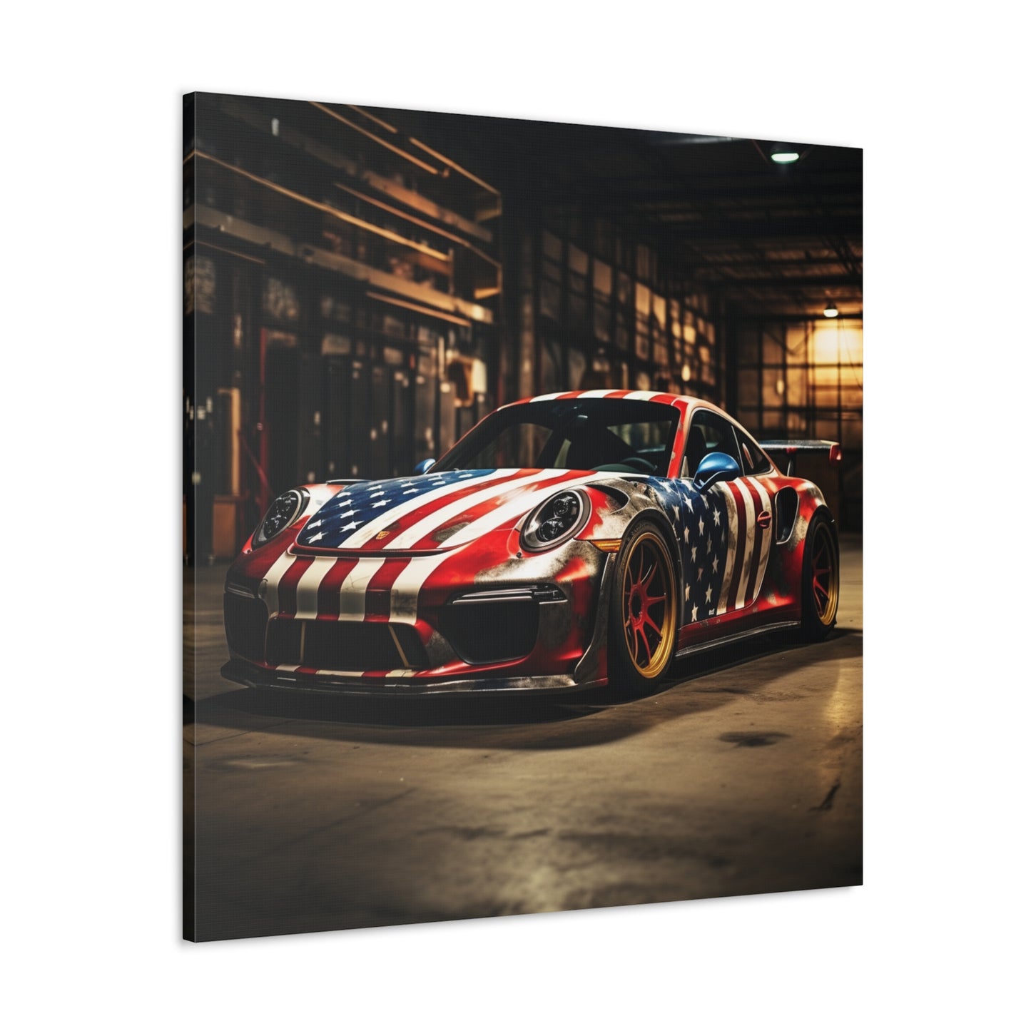 Canvas Gallery Wraps American Flag Porsche 4