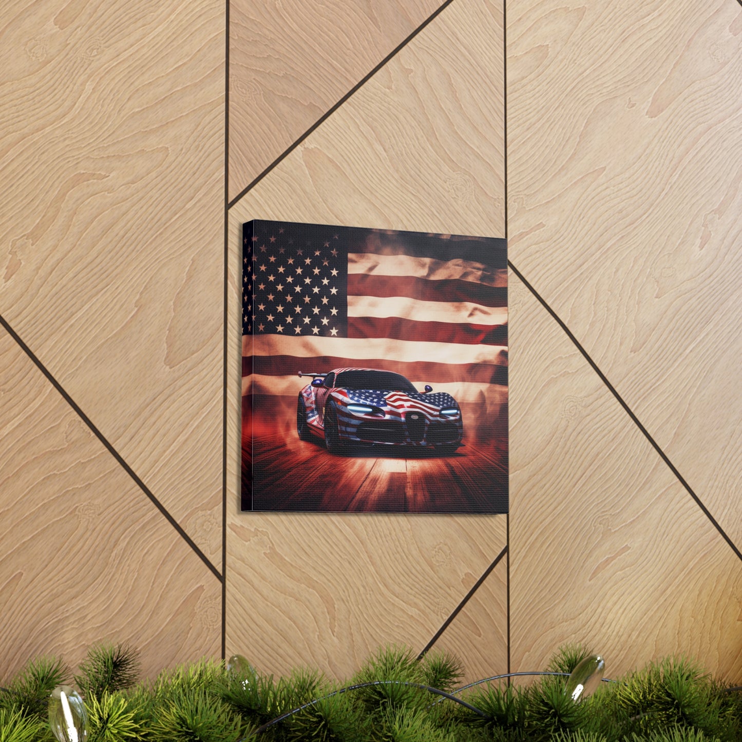 Canvas Gallery Wraps Abstract American Flag Background Bugatti 2