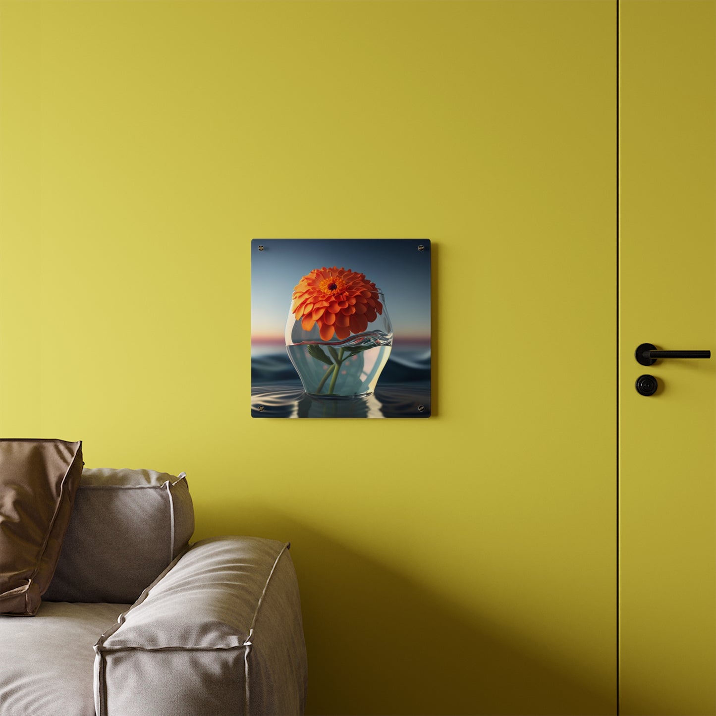 Acrylic Wall Art Panels Orange Zinnia 4