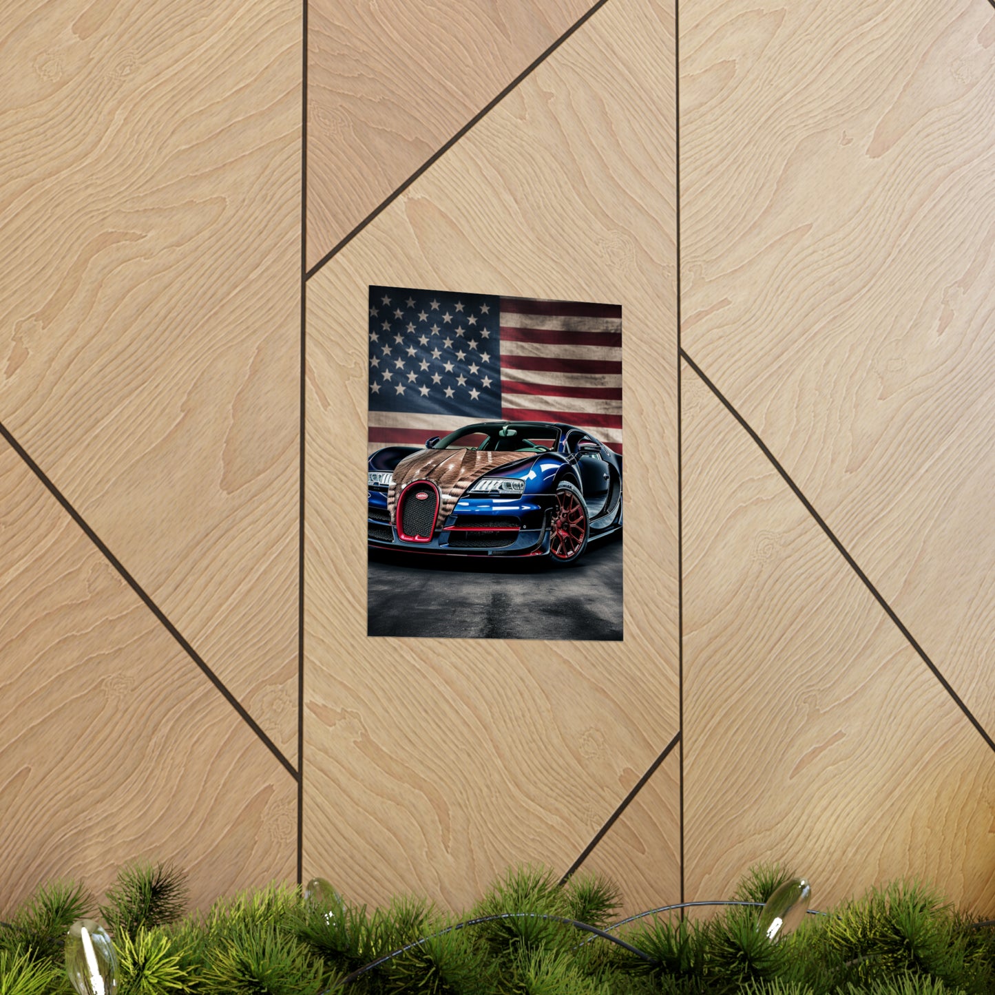 Premium Matte Vertical Posters Bugatti American Flag 4