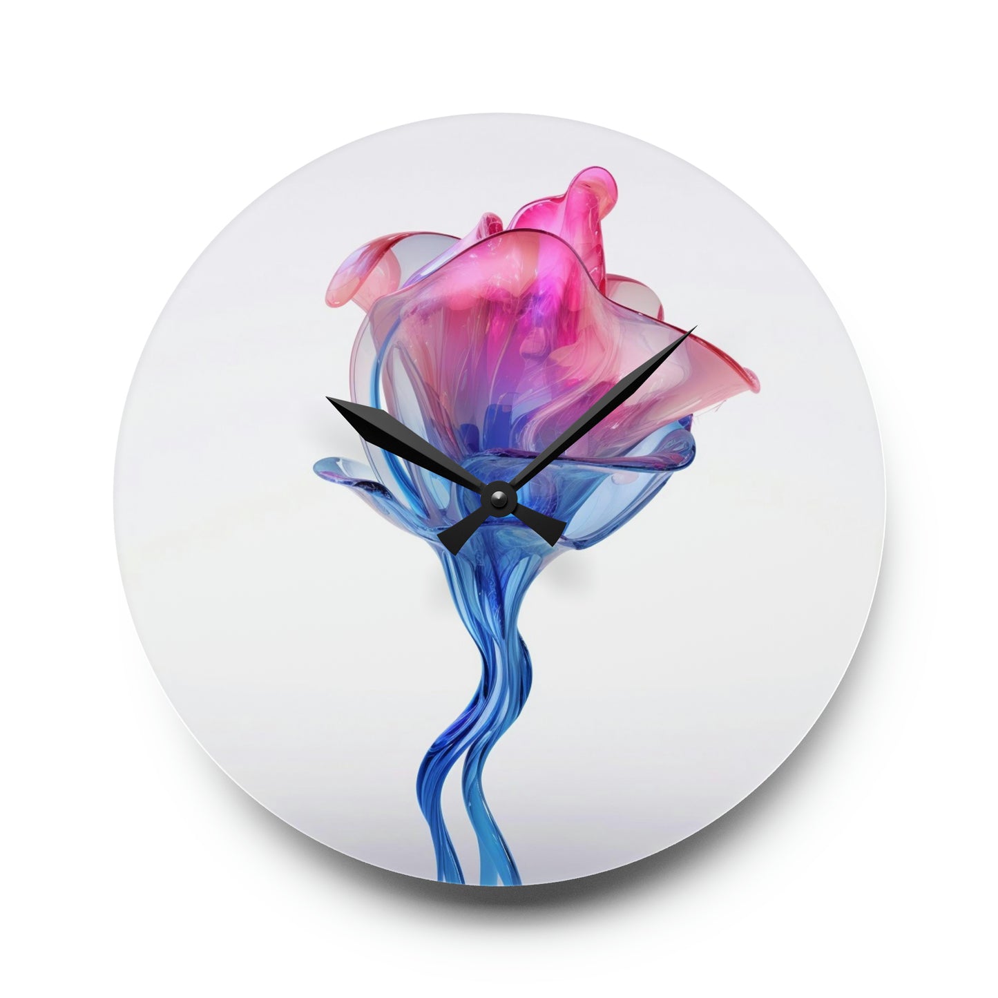 Acrylic Wall Clock Pink & Blue Tulip Rose 4