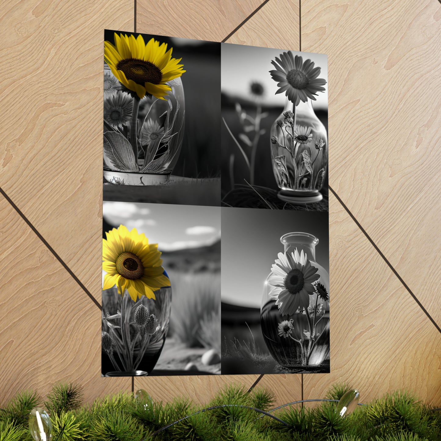 Premium Matte Vertical Posters Yellw Sunflower in a vase 5