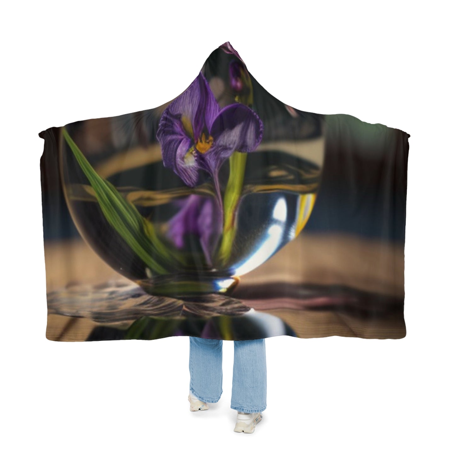 Snuggle Hooded Blanket Purple Iris in a vase 1