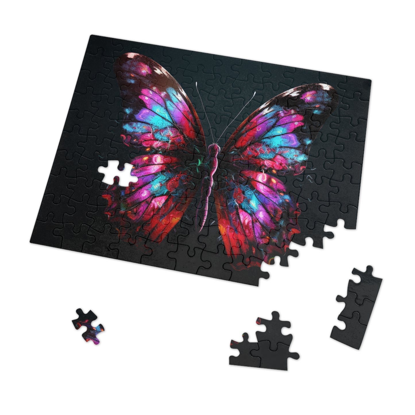 Jigsaw Puzzle (30, 110, 252, 500,1000-Piece) Hyper Colorful Butterfly Macro 3