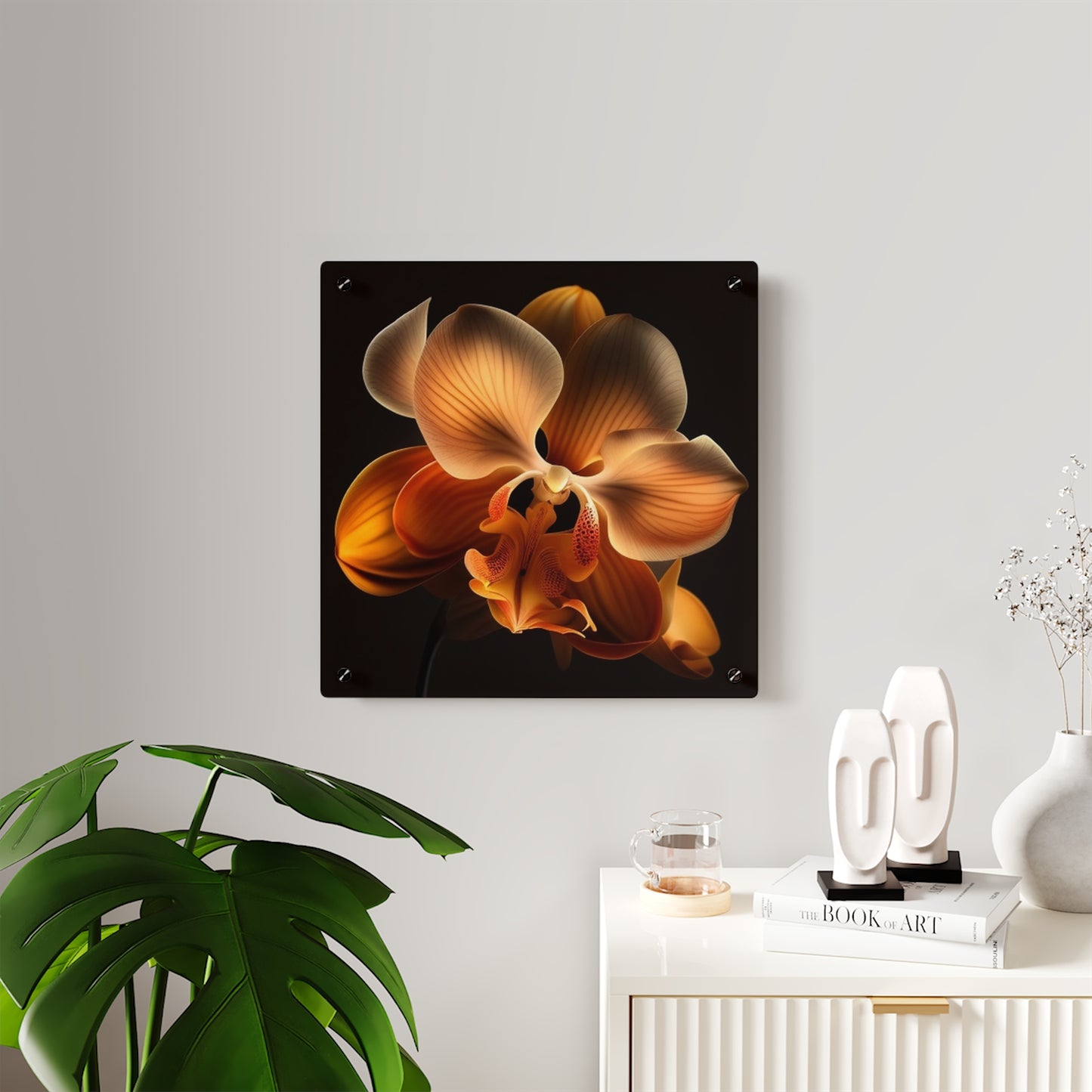 Acrylic Wall Art Panels Orange Orchid 2