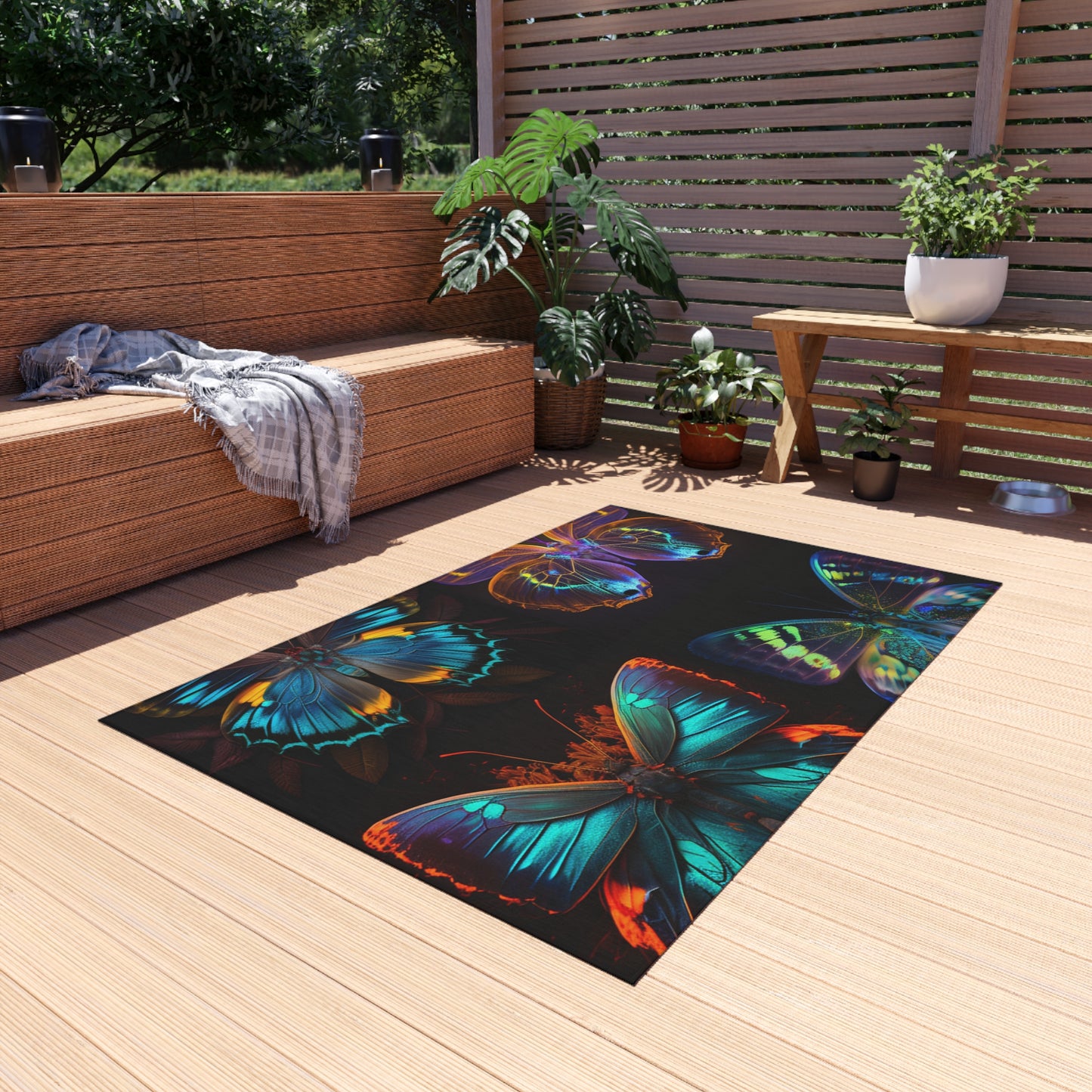 Outdoor Rug  Neon Butterfly Flair 5