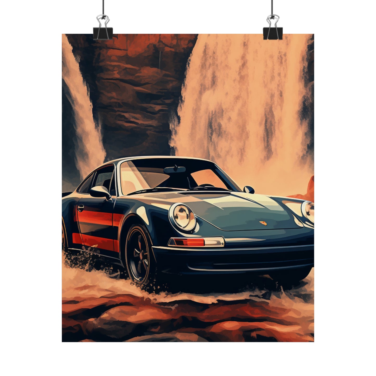 Premium Matte Vertical Posters American Flag Porsche Abstract 3