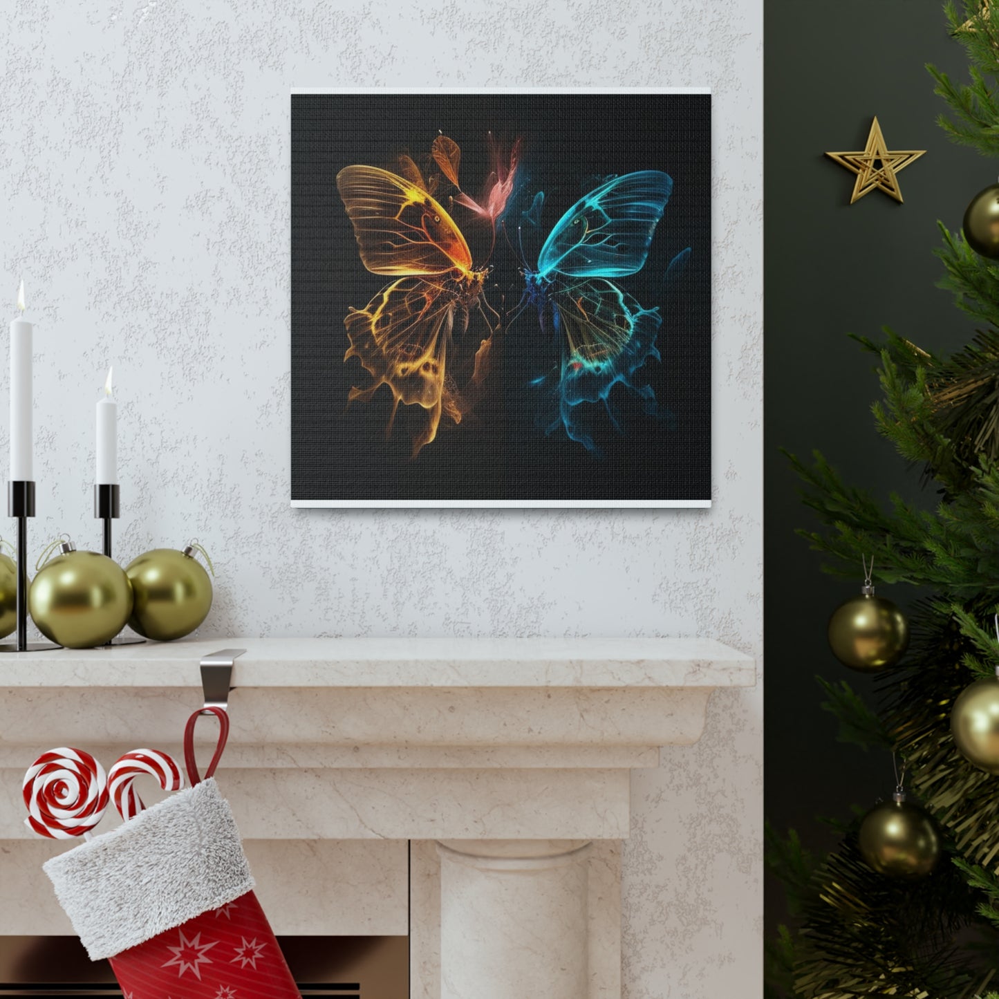 Canvas Gallery Wraps Kiss Neon Butterfly 4