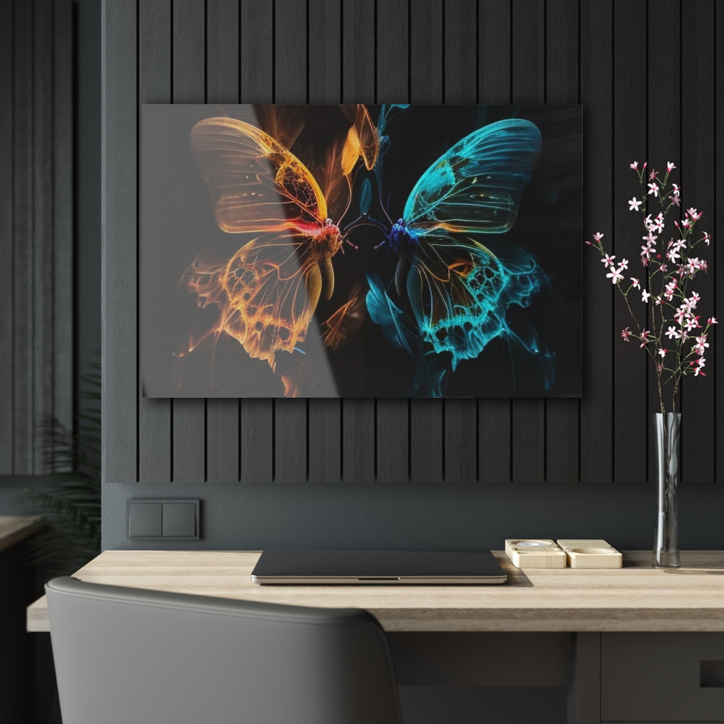 Acrylic Prints Kiss Neon Butterfly 2