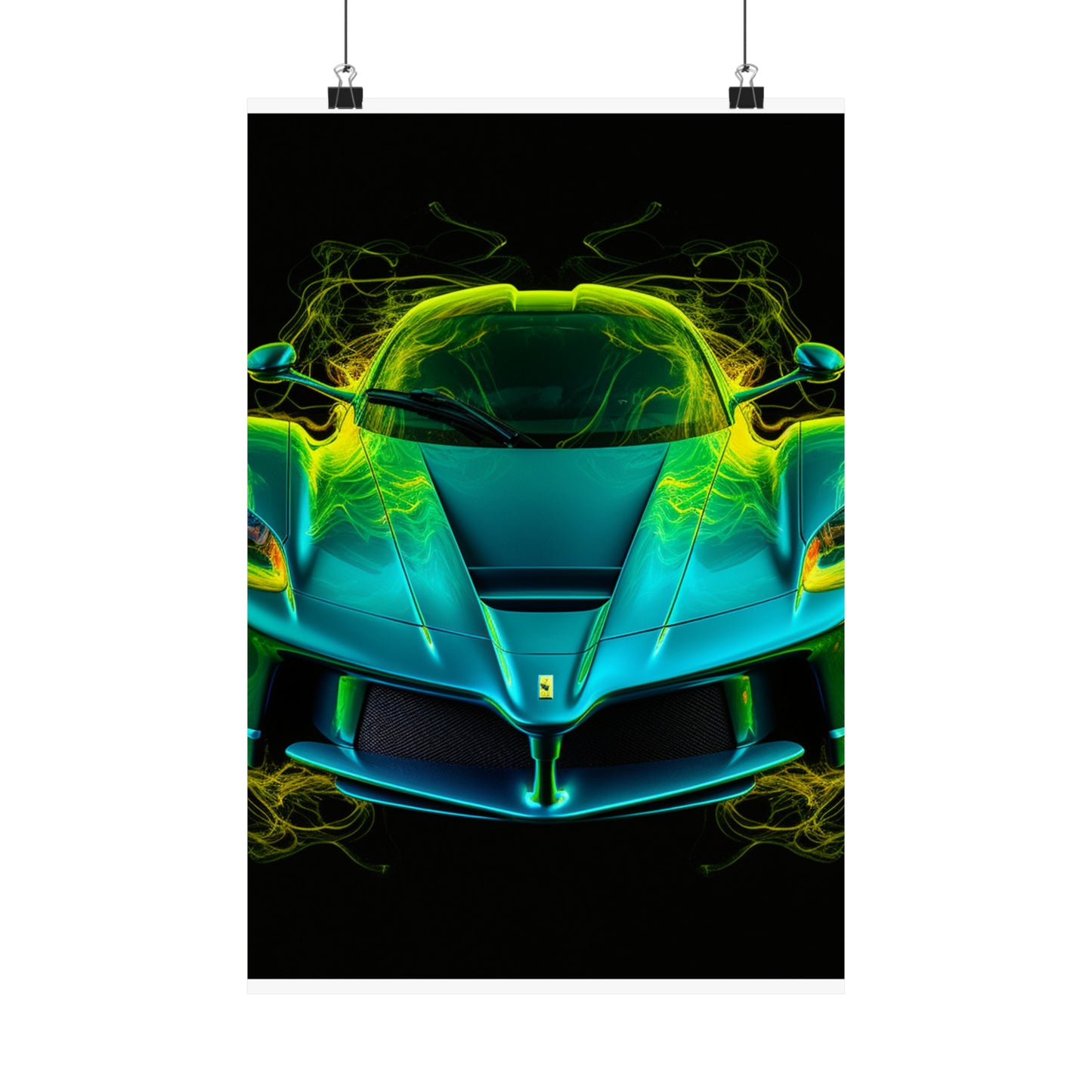 Premium Matte Vertical Posters Ferrari Neon 2