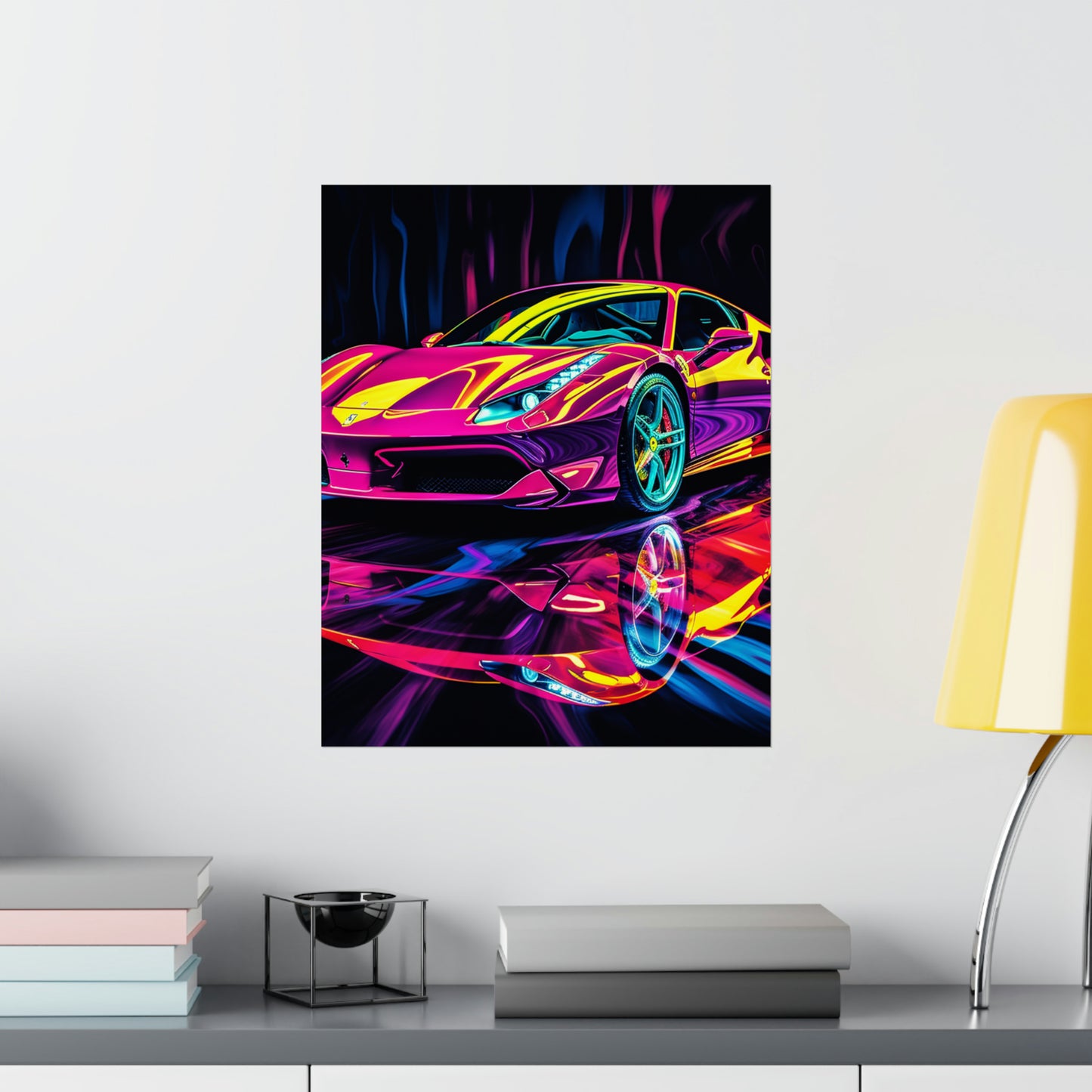 Premium Matte Vertical Posters Pink Ferrari Macro 2