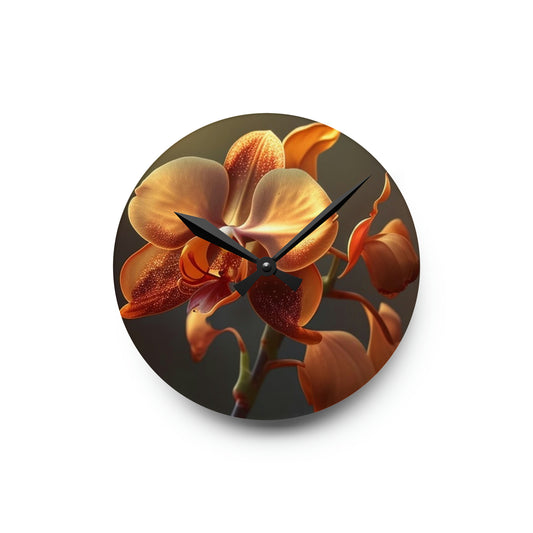 Acrylic Wall Clock Orange Orchid 1