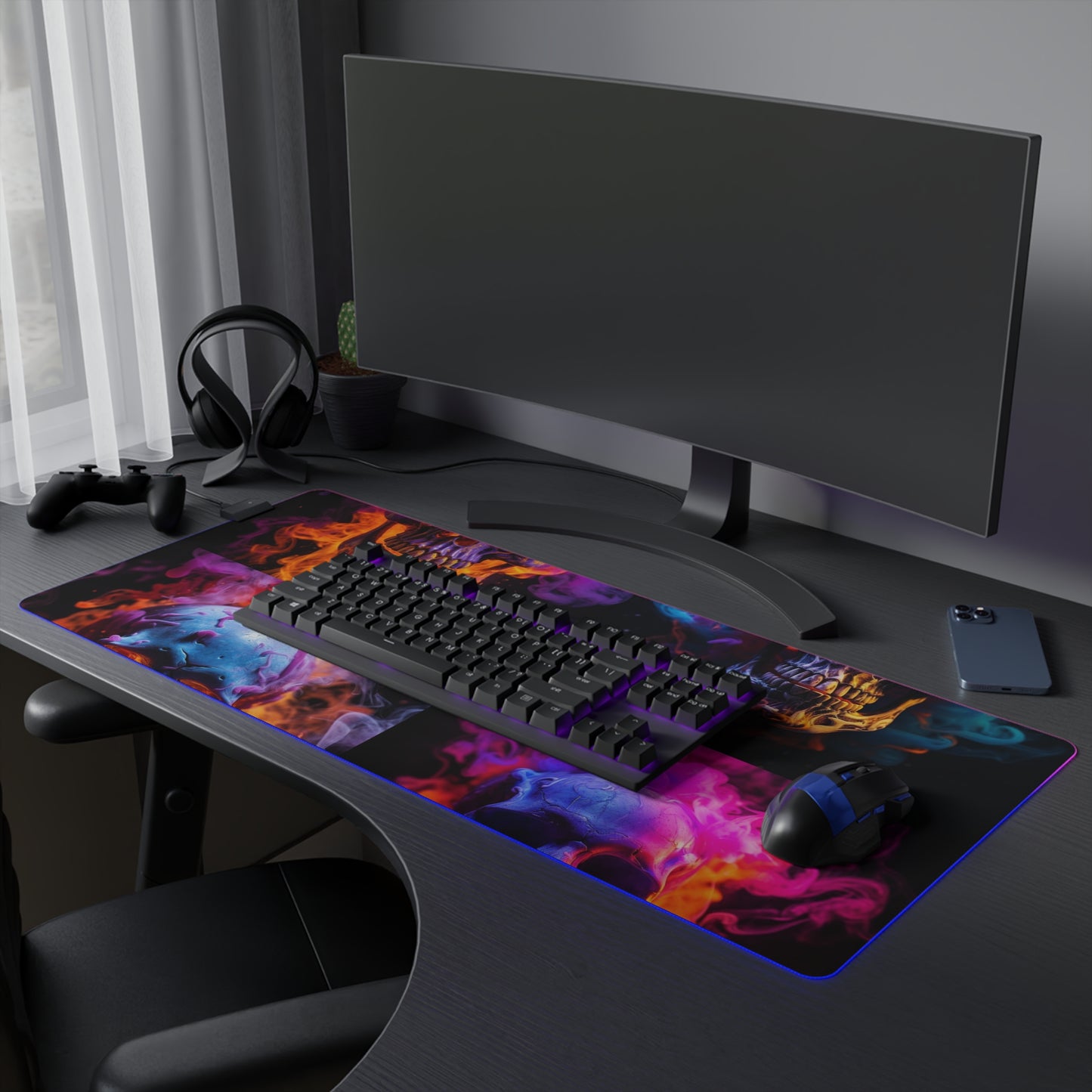 LED Gaming Mouse Pad Macro Skull 5