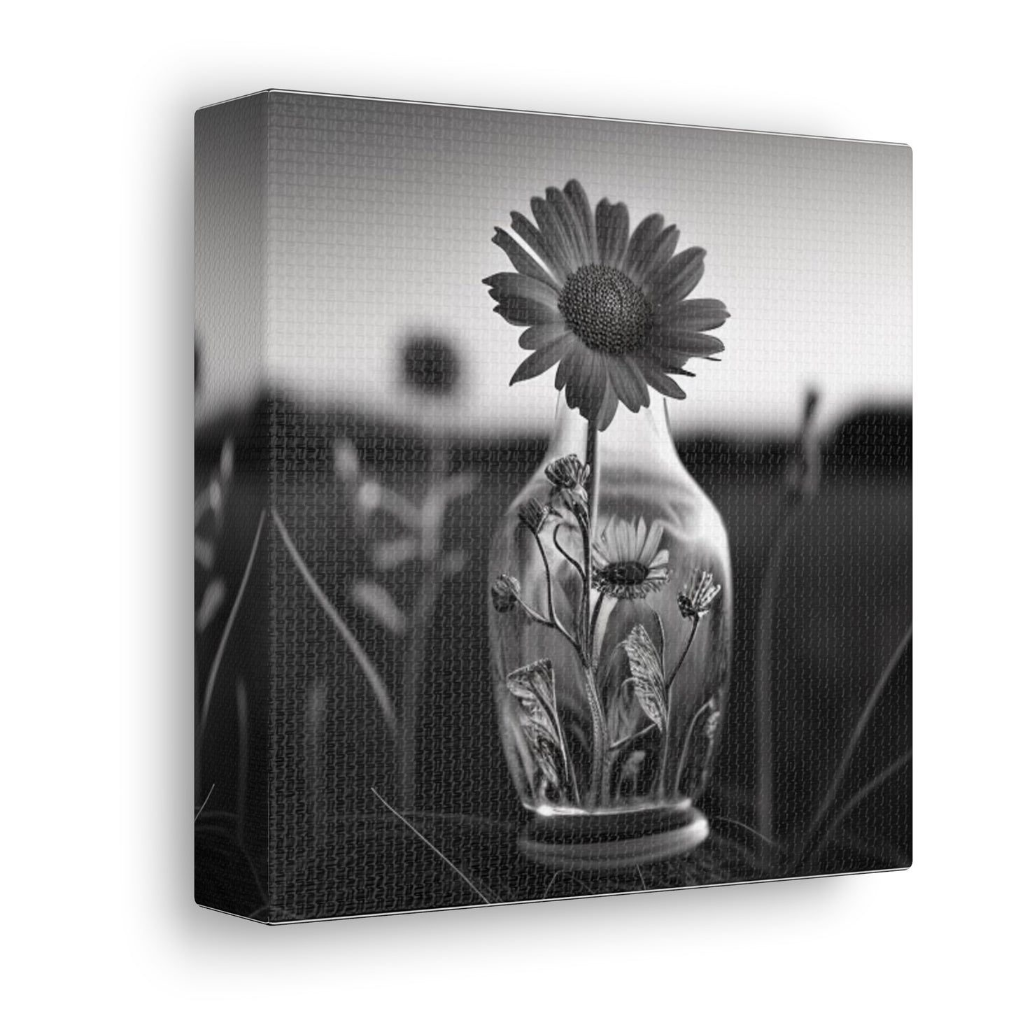 Canvas Gallery Wraps Yellw Sunflower in a vase 2
