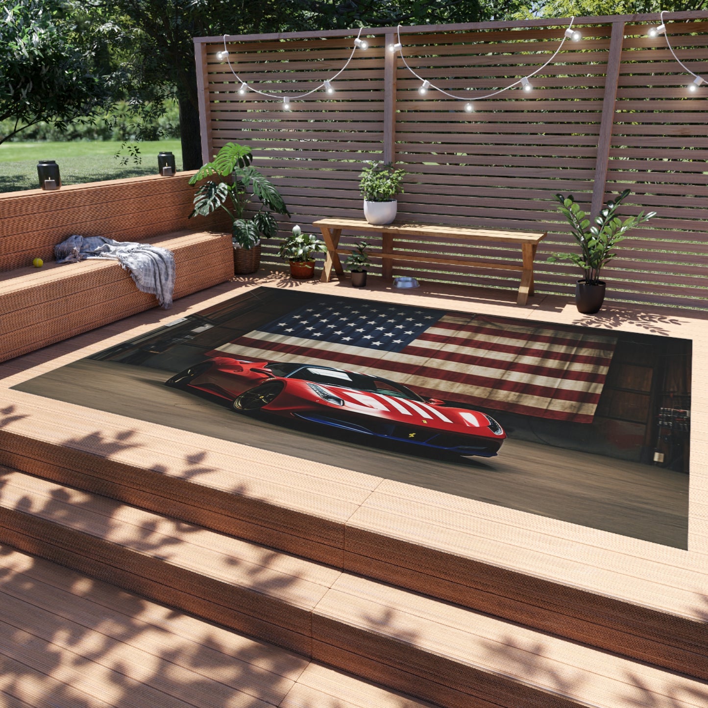 Outdoor Rug  American Flag Farrari 4