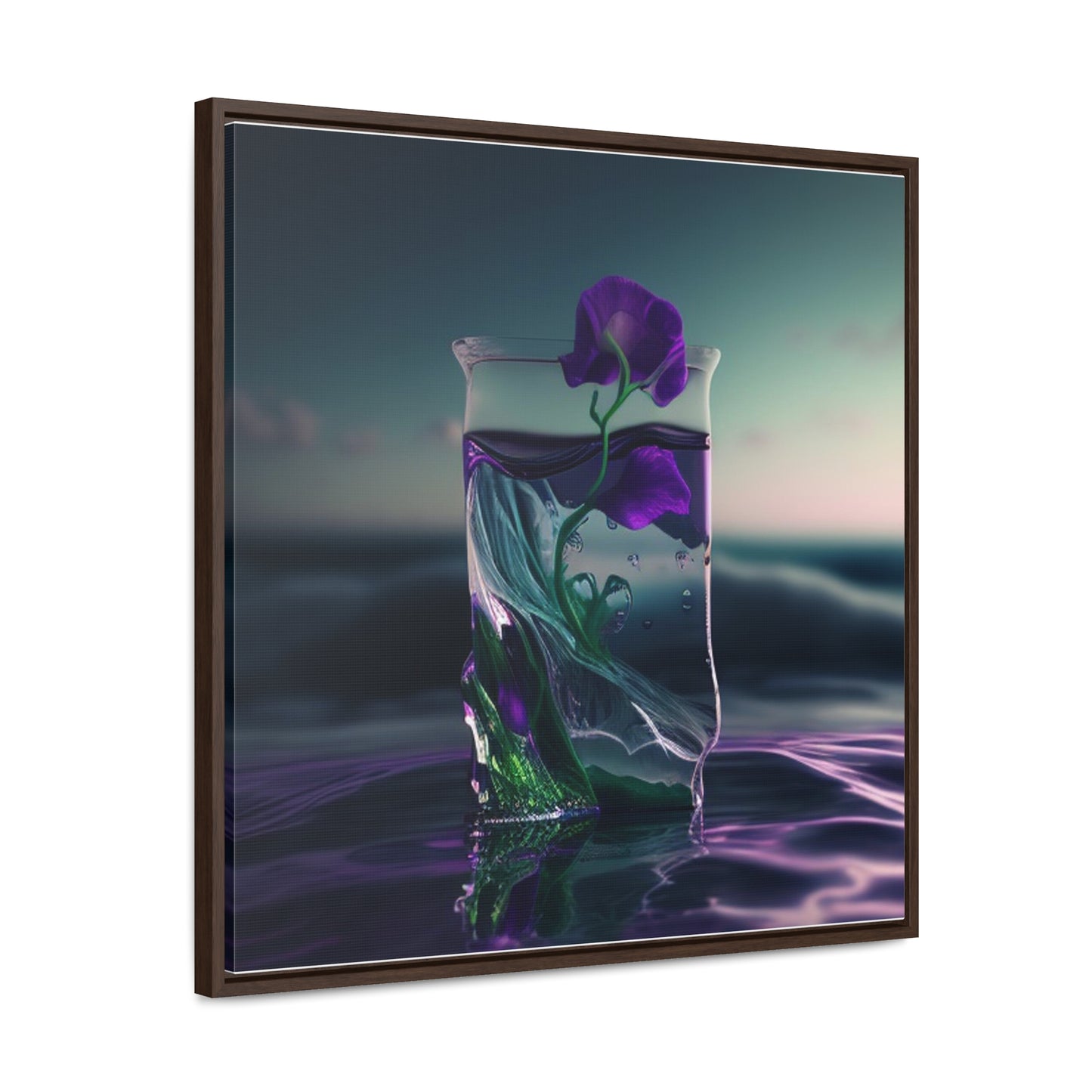 Gallery Canvas Wraps, Square Frame Purple Sweet pea in a vase 3